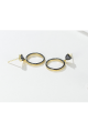 Cute circle stud golden black earrings - Ref B088 - 03