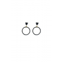 Cute circle stud golden black earrings - Ref B088 - 04