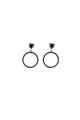 Cute circle stud golden black earrings - Ref B088 - 04