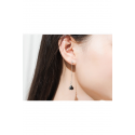 Boucles oreilles fantaisie noir pendante - Ref B090 - 04