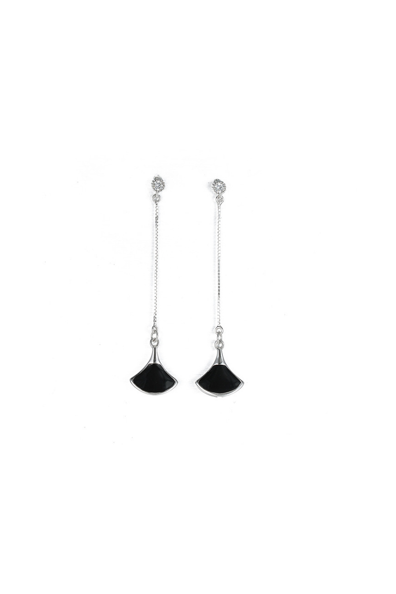 Boucles D'oreilles Pendantes Fantaisie Avec Pierre Rouge - Bijou Vintage - Occasion (déjà Portées)