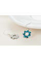 Stone blue statement earrings crochet - Ref B091 - 02
