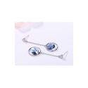 Circle earrings with blue stone heart - Ref B092 - 02
