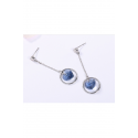 Circle earrings with blue stone heart - Ref B092 - 03