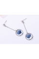 Circle earrings with blue stone heart - Ref B092 - 03