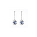 Circle earrings with blue stone heart - Ref B092 - 05