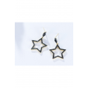 Small studs golden black star earrings - Ref B093 - 02
