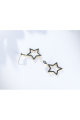 Small studs golden black star earrings - Ref B093 - 04
