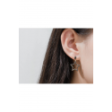 Small studs golden black star earrings - Ref B093 - 05