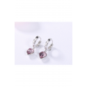 Boucle Oreille Anneau Coeur Cristal Rose - Ref B096 - 02