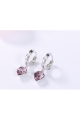 Boucle Oreille Anneau Coeur Cristal Rose - Ref B096 - 02