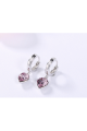 Women's Earrings Pink Stone Heart Hoop - Ref B096 - 02