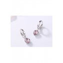 Boucle Oreille Anneau Coeur Cristal Rose - Ref B096 - 03