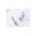 Women's Earrings Pink Stone Heart Hoop - Ref B096 - 03