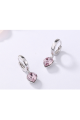 Boucle Oreille Anneau Coeur Cristal Rose - Ref B096 - 03