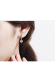 Women's Earrings Pink Stone Heart Hoop - Ref B096 - 04