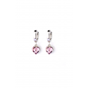 Boucle Oreille Anneau Coeur Cristal Rose - Ref B096 - 05