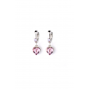 Women's Earrings Pink Stone Heart Hoop - Ref B096 - 05