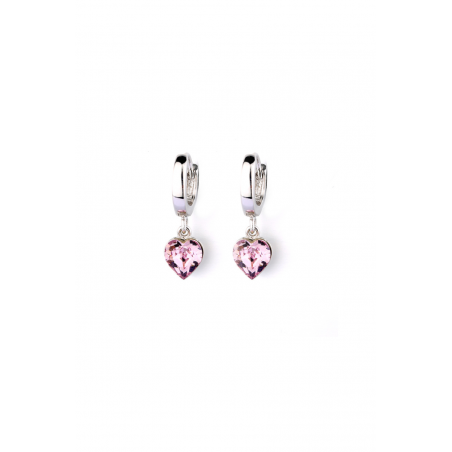 Boucles D'oreilles Chandelier Argent Cristal Rose Rouge - Le Bijou Français, Faites En France, Neuves Avec étiquettes