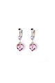 Boucle Oreille Anneau Coeur Cristal Rose - Ref B096 - 05