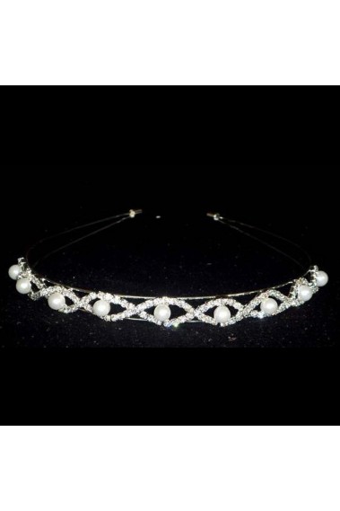 Diadème mariage strass et perle blanche - B021 #1