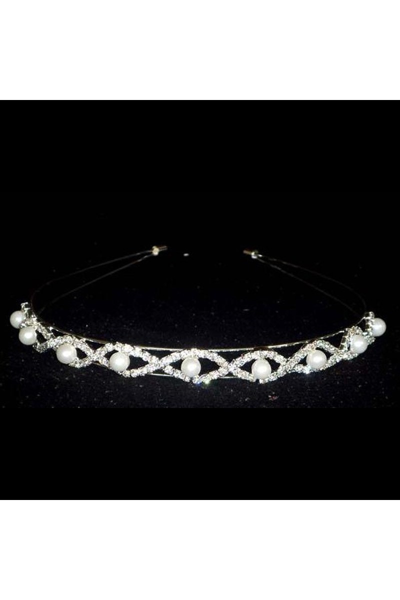 Wedding tiara with rhinestones and pearls - Ref B021 - 01