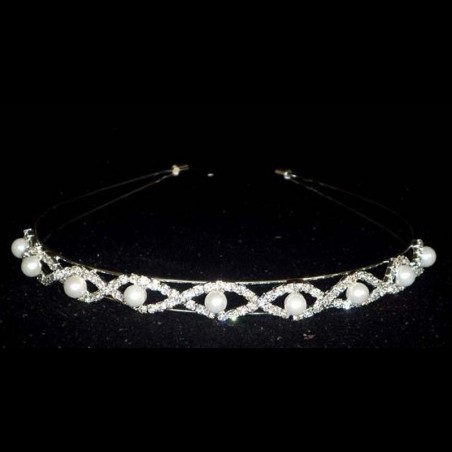 Diadème mariage strass et perle blanche