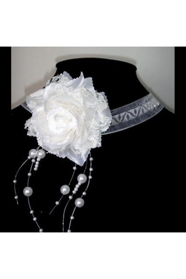 Wedding flower necklace with pearls - B022 #1