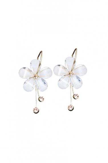 Boucles femme fleur et cristal - B106 #1