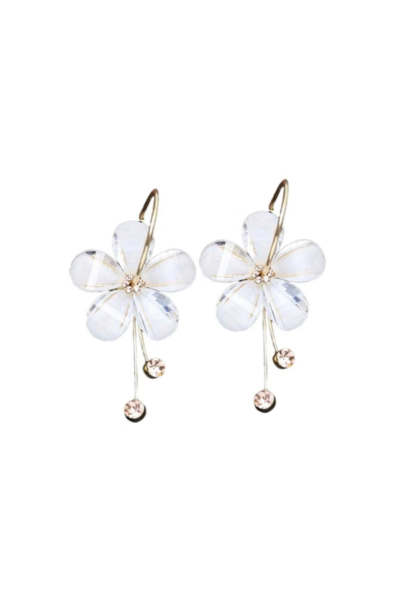 Boucles femme fleur et cristal - Ref B106 - 01