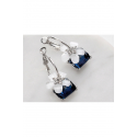 Boucle oreille femme fleur cristal bleu - Ref B107 - 02