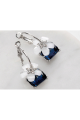 Boucle oreille femme fleur cristal bleu - Ref B107 - 02