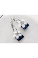 Boucle oreille femme fleur cristal bleu - Ref B107 - 03