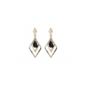 Boucles oreilles losange pendante noire - Ref B109 - 02