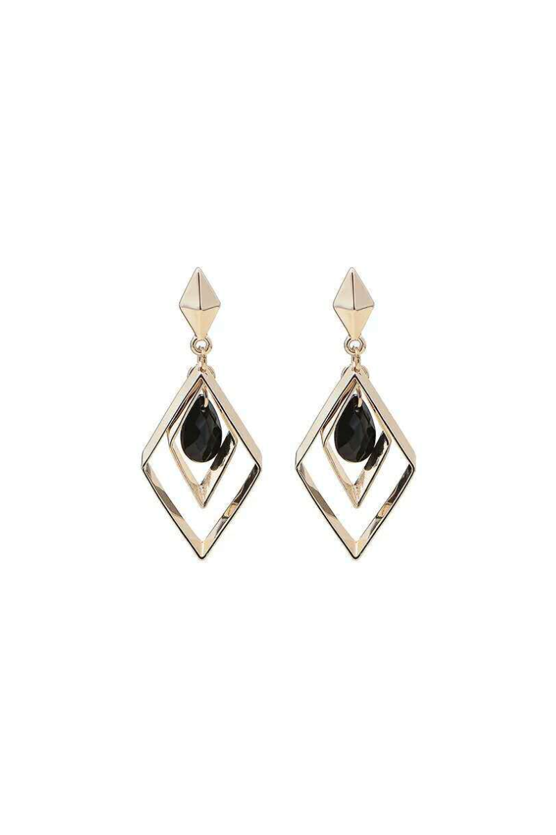 Ear Cuff geometric earring black stone - Ref B109 - 01