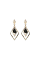 Boucles oreilles losange pendante noire - Ref B109 - 02