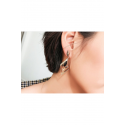 Boucles oreilles losange pendante noire - Ref B109 - 04