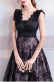 Scalloped V-Neck Prom Evening Gowns With Lace Skirt - Ref L1949 - 02