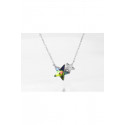 Collier argent double pendentif étoile - Ref F060 - 04