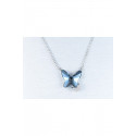 Blue jean butterfly necklace pendant - Ref F062 - 02