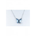 Collier pendentif argent papillon bleu - Ref F062 - 02