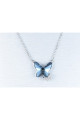 Blue jean butterfly necklace pendant - Ref F062 - 02
