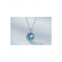 Bijoux collier femme cristal rond bleu - Ref F063 - 02