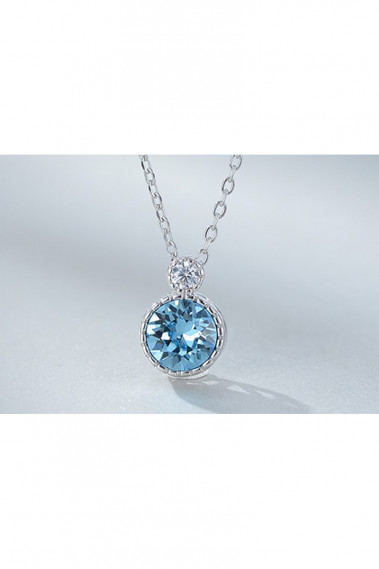 Bijoux collier femme cristal rond bleu - F063 #1