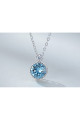 Bijoux collier femme cristal rond bleu - Ref F063 - 02