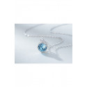 Bijoux collier femme cristal rond bleu - Ref F063 - 05