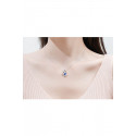 Collier argent cristal bleu Chaine fine - Ref F064 - 02