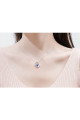 Collier argent cristal bleu Chaine fine - Ref F064 - 02