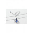 Collier argent cristal bleu Chaine fine - Ref F064 - 03