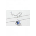 Thin necklace chain natural blue stone - Ref F064 - 03